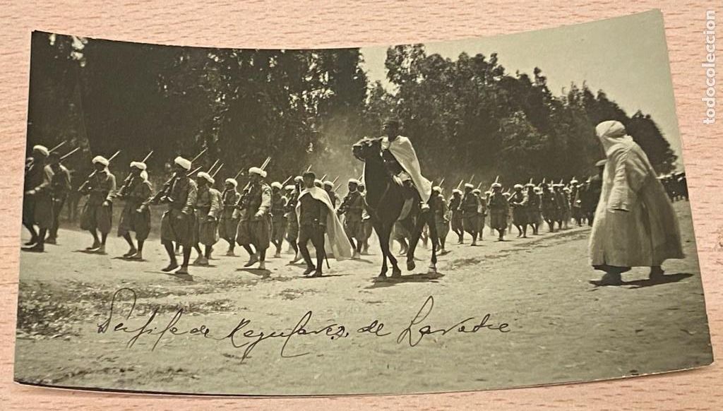 Military Antiques: FOTOGRAFIA DE DESFILE DE REGULARES DE LARACHE, 1923, MEHALA, MARRUECOS, GUERRA DEL RIF, TAMA&Ntilde;O POSTA