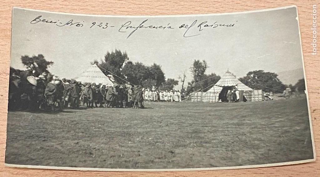 Military Antiques: FOTOGRAFIA DE LA CONFERENCIA DEL RAISUNI, BENI AROS 1923, MARRUECOS, GUERRA DEL RIF, TAMA&Ntilde;O POSTAL