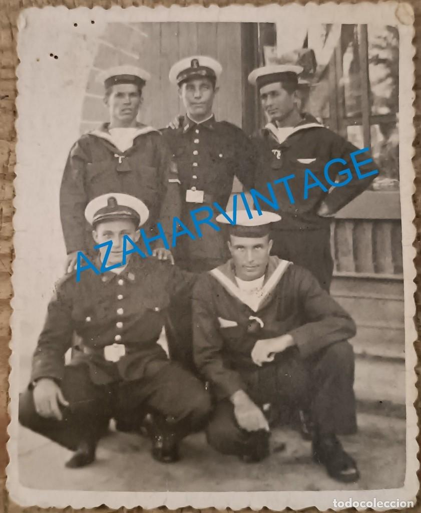 Military Antiques: ANTIGUA FOTOGRAFIA SOLDADOS DE INFANTERIA DE MARINA Y MARINERIA , 68X85MM