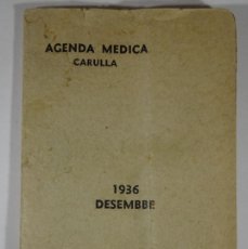 Militaria: ANTIGUA AGENDA MÉDICA CARULLA, 1936, GUERRA CIVIL, VER FOTOS. Lote 372427419