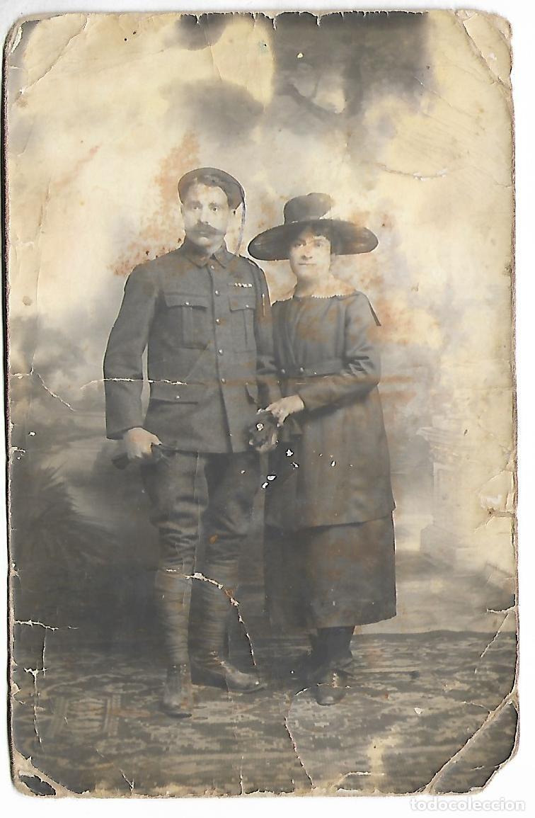 Military Antiques: 1R-ANTIGUA FOTOGRAFIA DE UN MILITAR CON SU ESPOSA EL 23 - 7 - 1.913