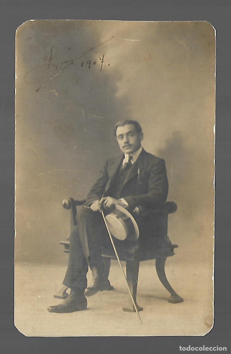 Military Antiques: 1R-ANTIGUA FOTOGRAFIA DE UN CABALLERO SENTADO -FOTO- COMPA&Ntilde;Y- MADRID DE ENERO DE 1.907