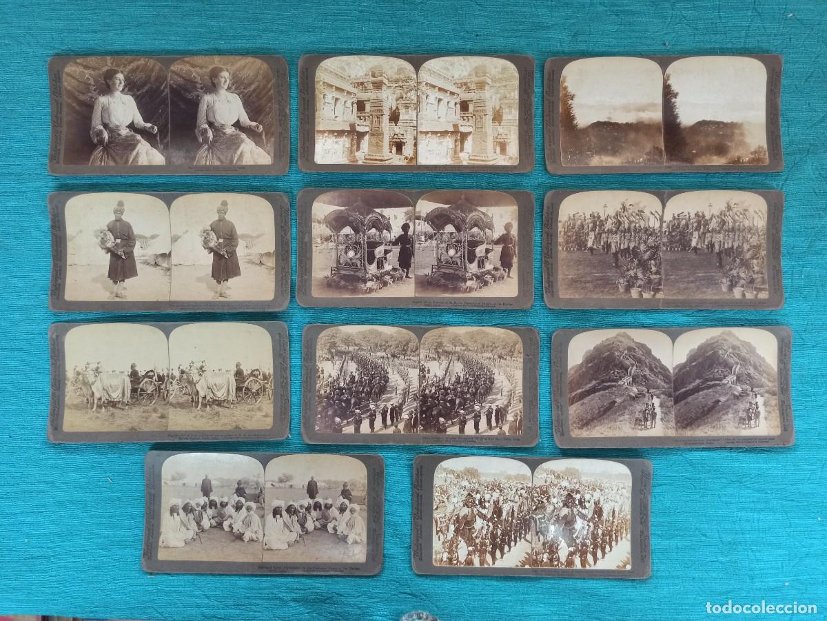 Militaria: Lote de 11 fotografias estereoscopicas de la India. De 1903 a 1906. Militares.