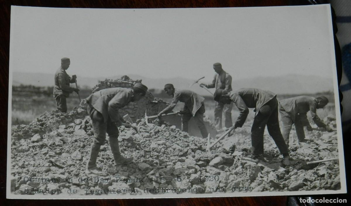 Militaria: FOTOGRAFIA DE GUERRA DEL RIF, OCUPACION DE DAR DRIUS, 15 DE MAYO DE 1920, SOLDADOS DE INGENIEROS DES