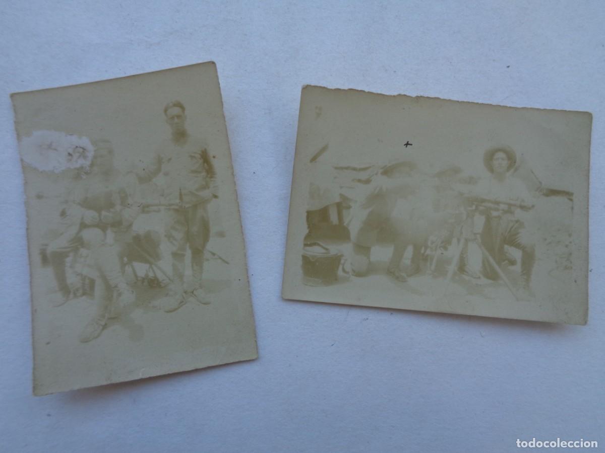 Militaria: GUERRA DE AFRICA : LOTE DE 2 PEQUE&Ntilde;AS FOTOS DE MILITARES CON AMETRALLADORA HOTCKNISS