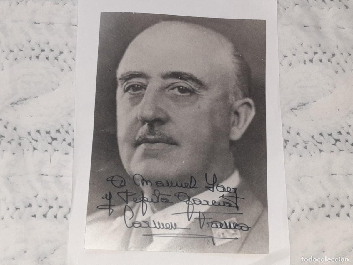 Militaria: ANTIGUA LAMINA DE FRANCISCO FRANCO CON AUTOGRAFO ORIGINAL DE SU HIJA CARMEN FRANCO POLO A&Ntilde;OS 70