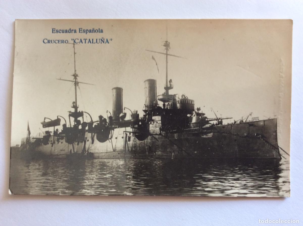 Militaria: POSTAL FOTOGR&Aacute;FICA BARCO GUERRA MARINA ESPA&Ntilde;A CRUCERO CATALU&Ntilde;A