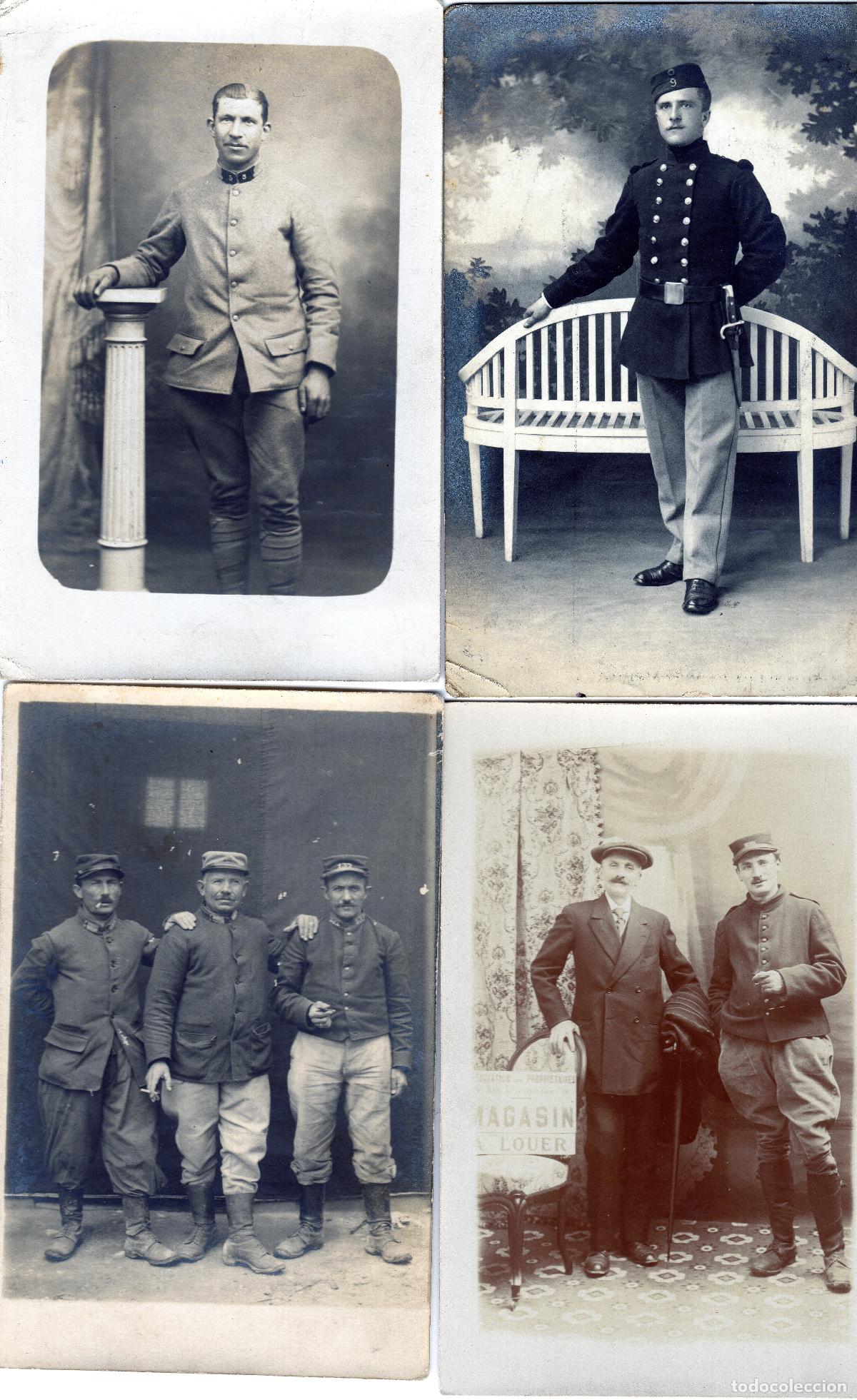Militaria: CUATRO FOTOGRAF&Iacute;AS POSTALES ANTIGUAS DE MILITARES.