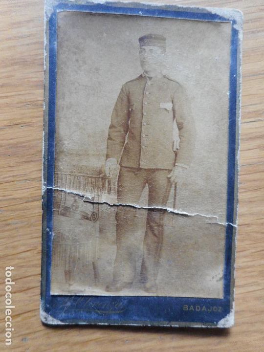 Militaria: ANTIGUA FOTOGRAFIA DE MILITAR. FOTO MIGUEL OLIVENZA BADAJOZ PRINCIPIOS DEL XX