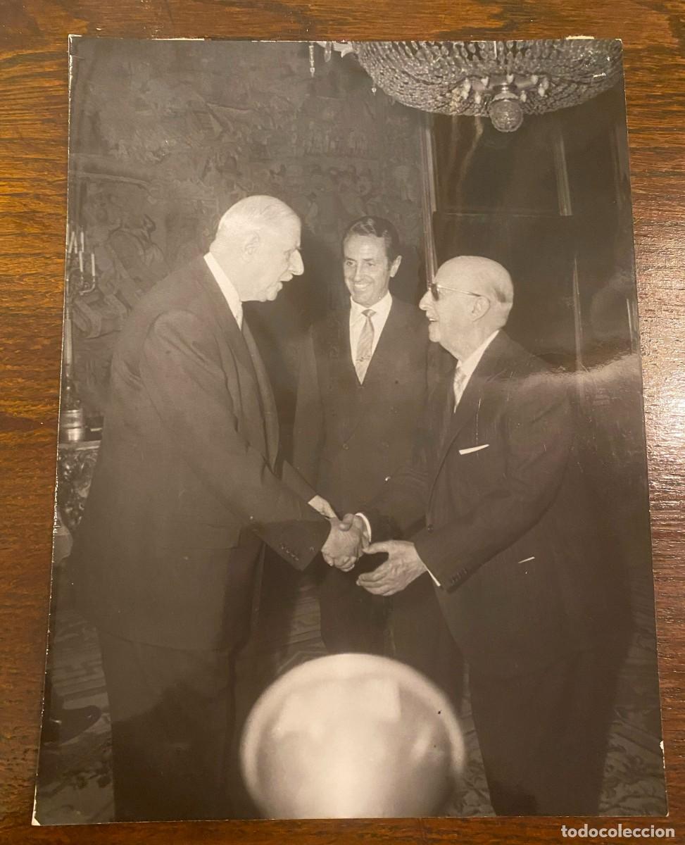 Militaria: FOTOGRAFIA DEL GENERALISIMO FRANCO, CON EL EX-PRESIDENTE DE LA REPUBLICA FRANCESA, EL GENERAL DE GAU
