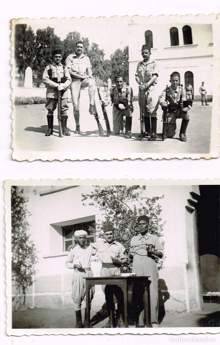 Militaria: 1954 2 fotos b/n Soldados de un Tabor de Regulares y &Aacute;rabes