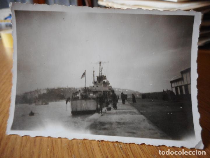 Militaria: ANTIGUA FOTOGRAFIA SHIP BARCO MILITAR EN PUERTO. BANDERA AMERICANA USA. PRINCIPIOS DEL XX