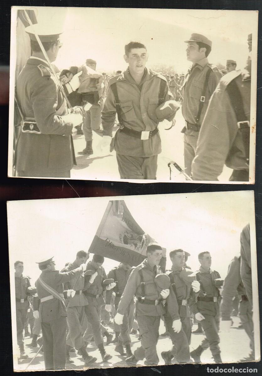 Militaria: 40/50&acute;s ca. ESPA&Ntilde;A Lote 2 fotos JURA DE BANDERA Y DESFILE SOLDADOS DEL EJ&Eacute;RCITO DE TIERRA