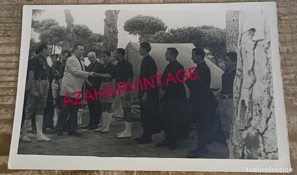 Military Antiques: ANTIGUA FOTOGRAFIA MANDOS EN UN CAMPAMENTO DE FALANGE, RARA, 140X90MM
