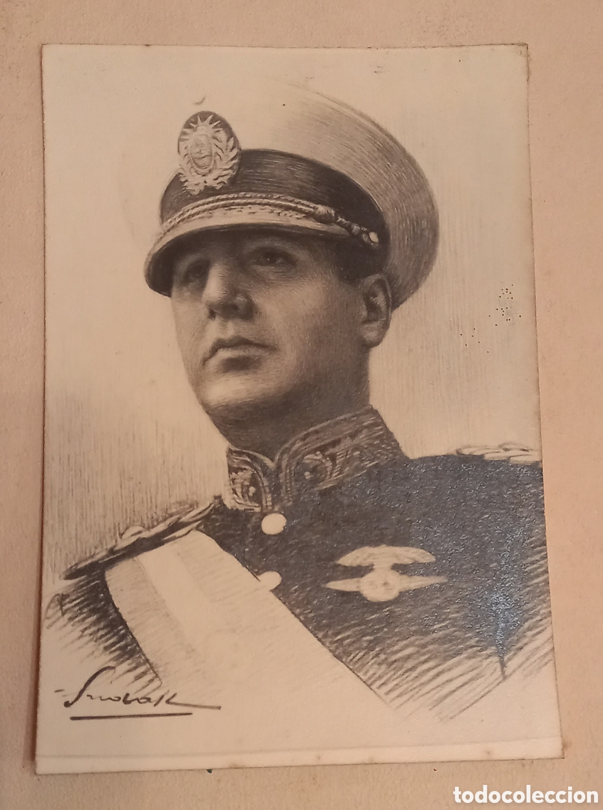 Military Antiques: Antigua foto de un retrato del Tte. Gral.Juan Domingo Per&oacute;n