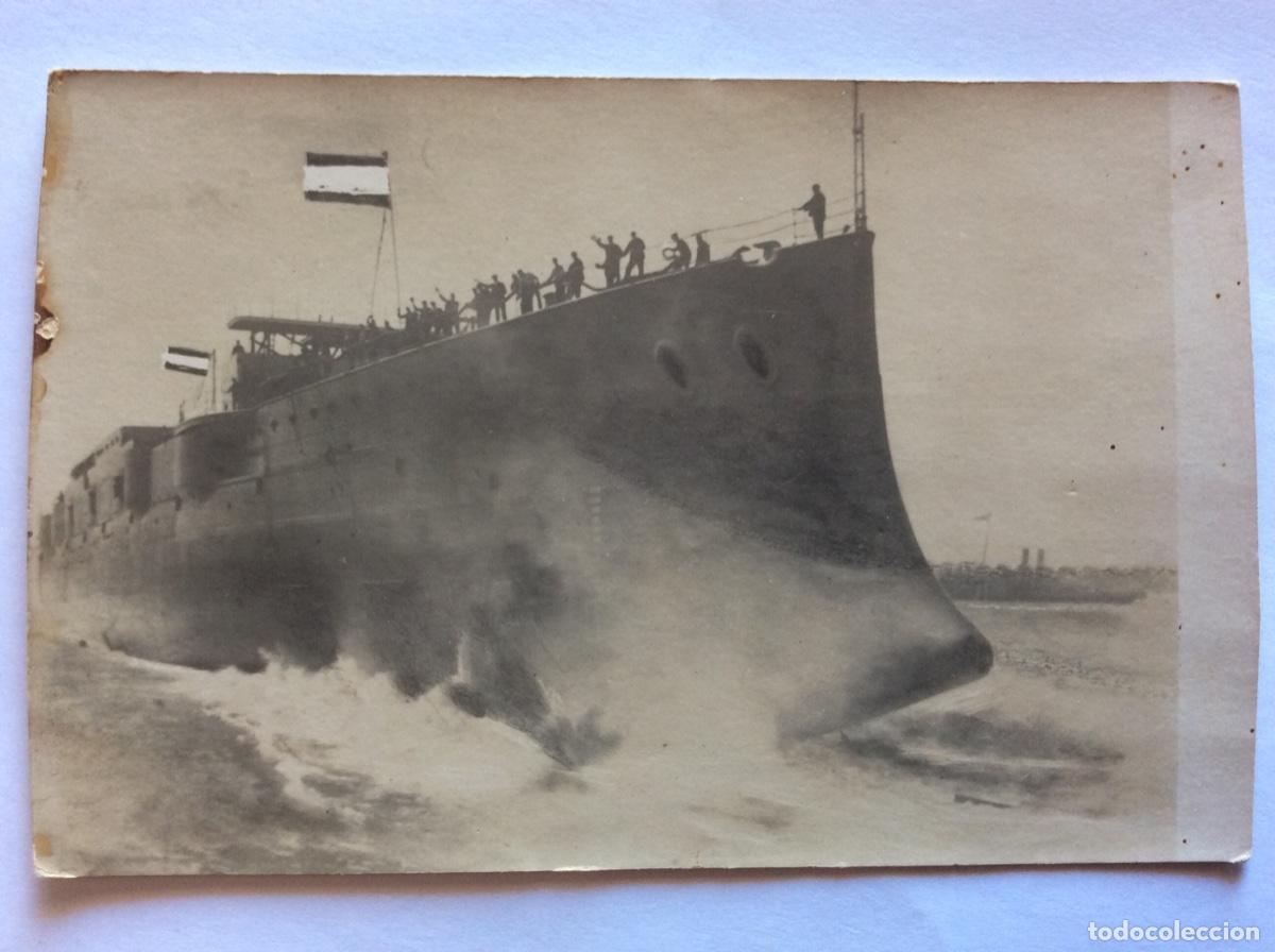 Military Antiques: POSTAL FOTOGR&Aacute;FICA BARCO ACORAZADO ESPA&Ntilde;OL PRUEBA DE NAVEGACI&Oacute;N