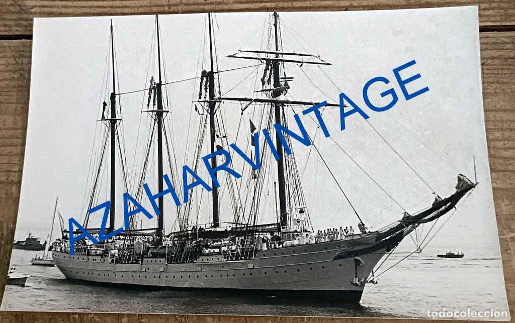 Militaria: CADIZ, ANTIGUA FOTOGRAFIA DEL BUQUE ESCUELA JUAN SEBASTIAN ELCANO, 178X128MM