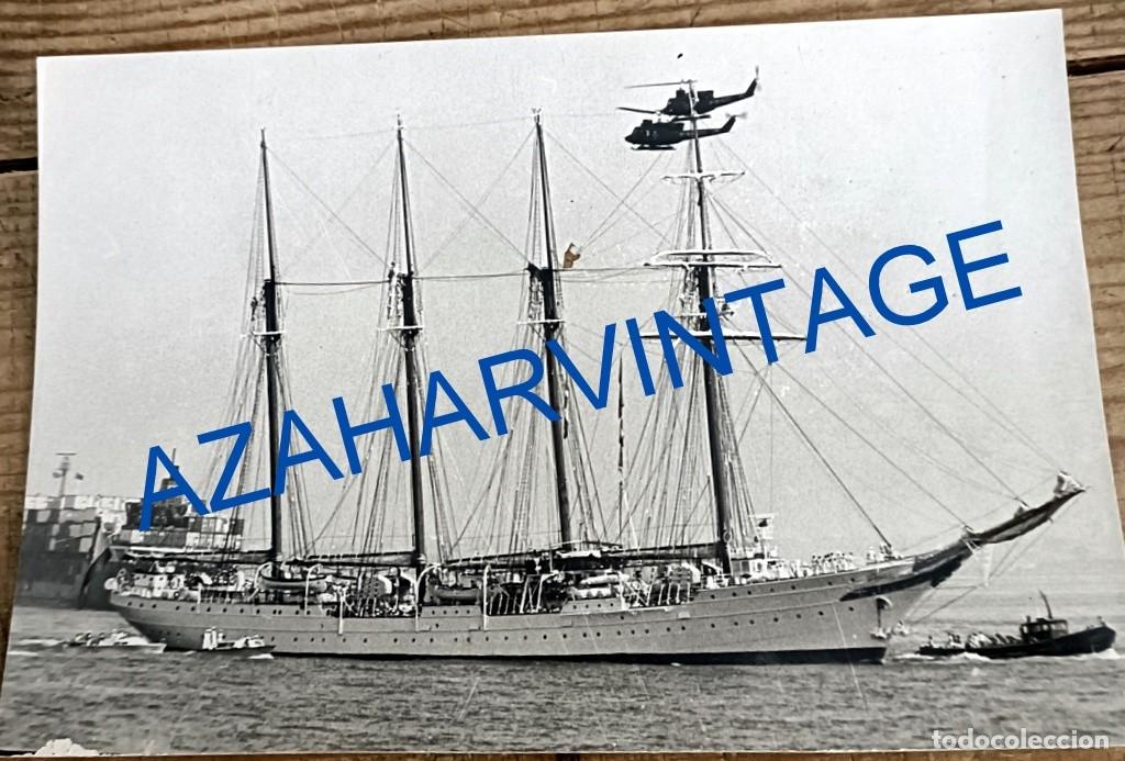 Militaria: CADIZ, ANTIGUA FOTOGRAFIA DEL BUQUE ESCUELA JUAN SEBASTIAN ELCANO, 178X128MM