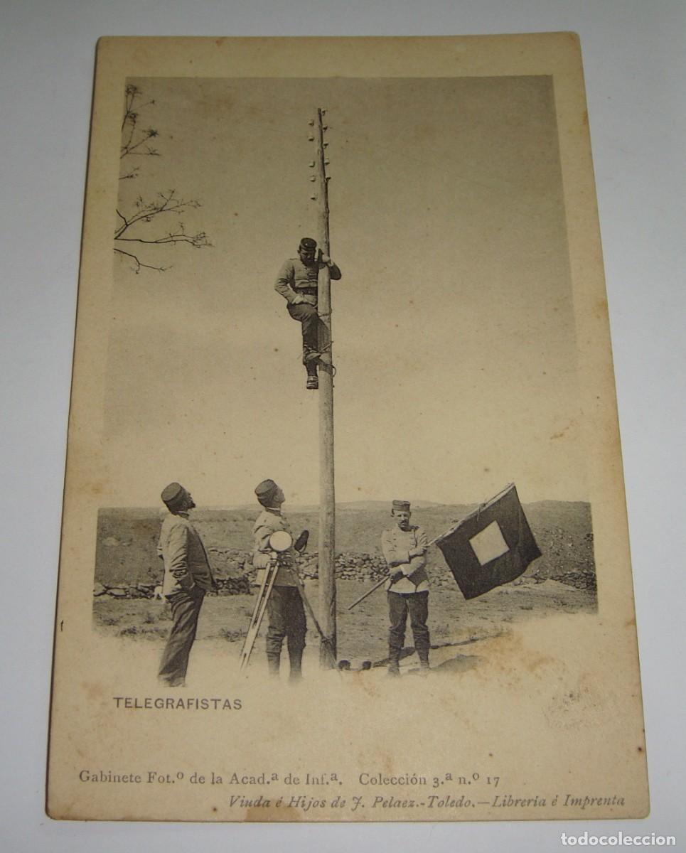 Military Antiques: Antigua postal fotogr&aacute;fica. Telegrafistas. Gabinete fotogr&aacute;fico de la Academia de Infanter&iacute;a.