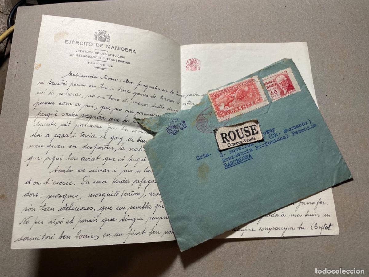 Militaria: GUERRA CIVIL - ANTIGUA CARTA CON SU SOBRE MANDADA 16 JUNY 1938 DESDE EJERCITO DE MANIOBRA JEFATURA D