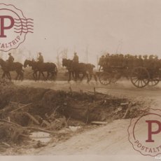 Militaria: HORSE DRAWN WAGON TAKING BRITISH TROOPS TO FRONT. WWI 21*16CM WESTERN FRONT GUERRE WW1