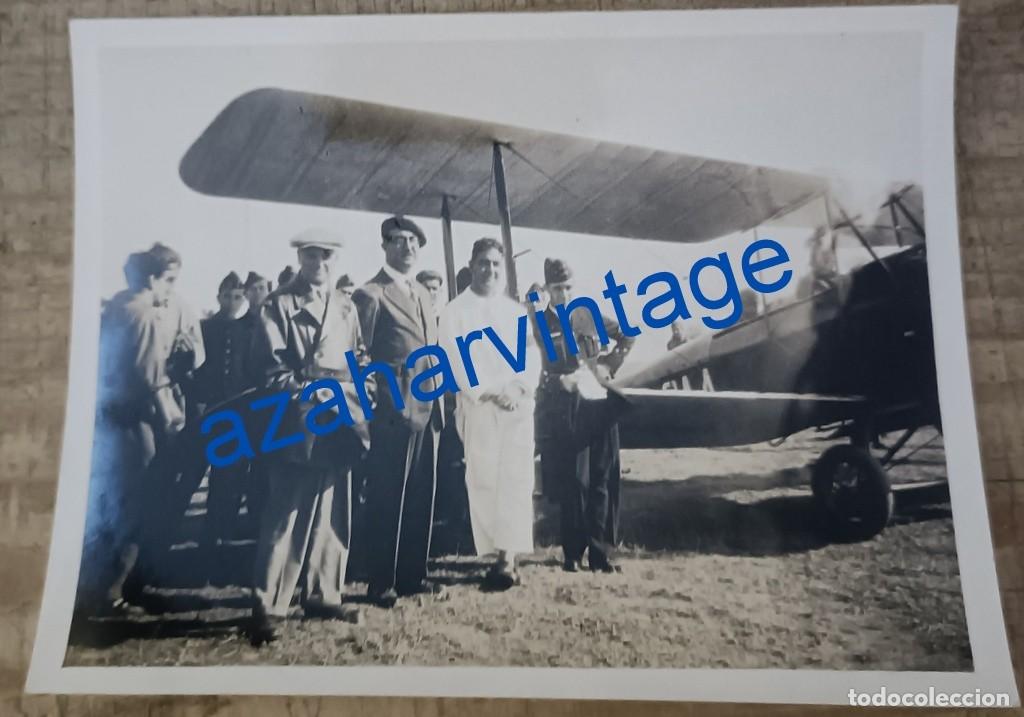 Militaria: AVIACION, A&Ntilde;OS 20, PILOTO ANTE SU AVION, MUY RARA, 110X85MM