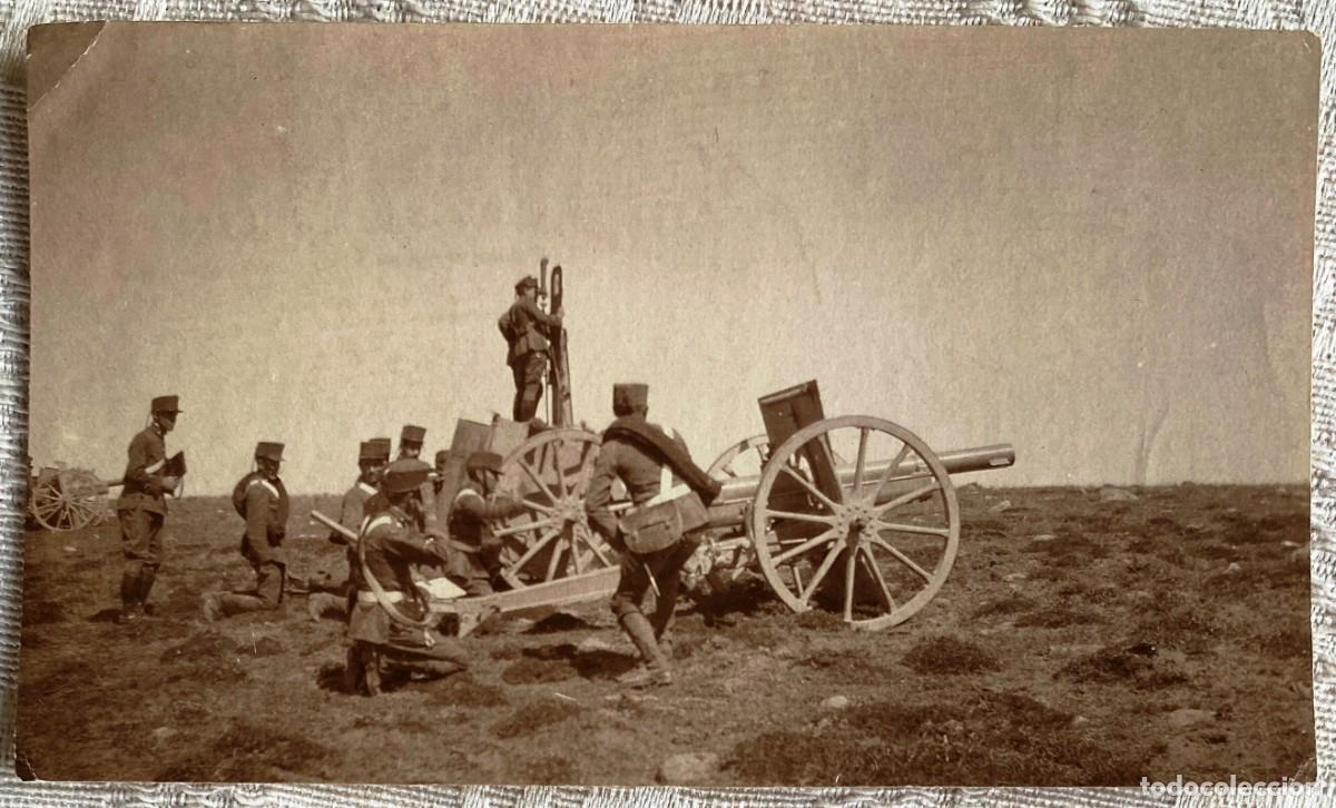 Militaria: ANTIGUA FOTOGRAFIA DE PIEZA DE ARTILLERIA ABRIENDO FUEGO EN LA GUERRA DEL RIFF MARRUECOS, MIDE 10,7