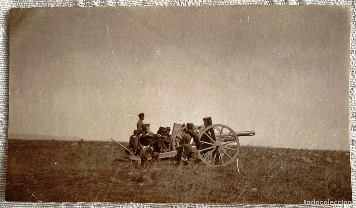 Militaria: ANTIGUA FOTOGRAFIA DE PIEZA DE ARTILLERIA ABRIENDO FUEGO EN LA GUERRA DEL RIFF MARRUECOS, MIDE 10,7