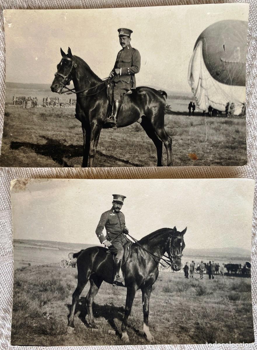 Militaria: 2 ANTIGUAS FOTOGRAFIAS DE CAPITAN DE INGENIEROS SERVICIO DE AEROSTACION DE LA ACADEMIA DE GUADALAJAR