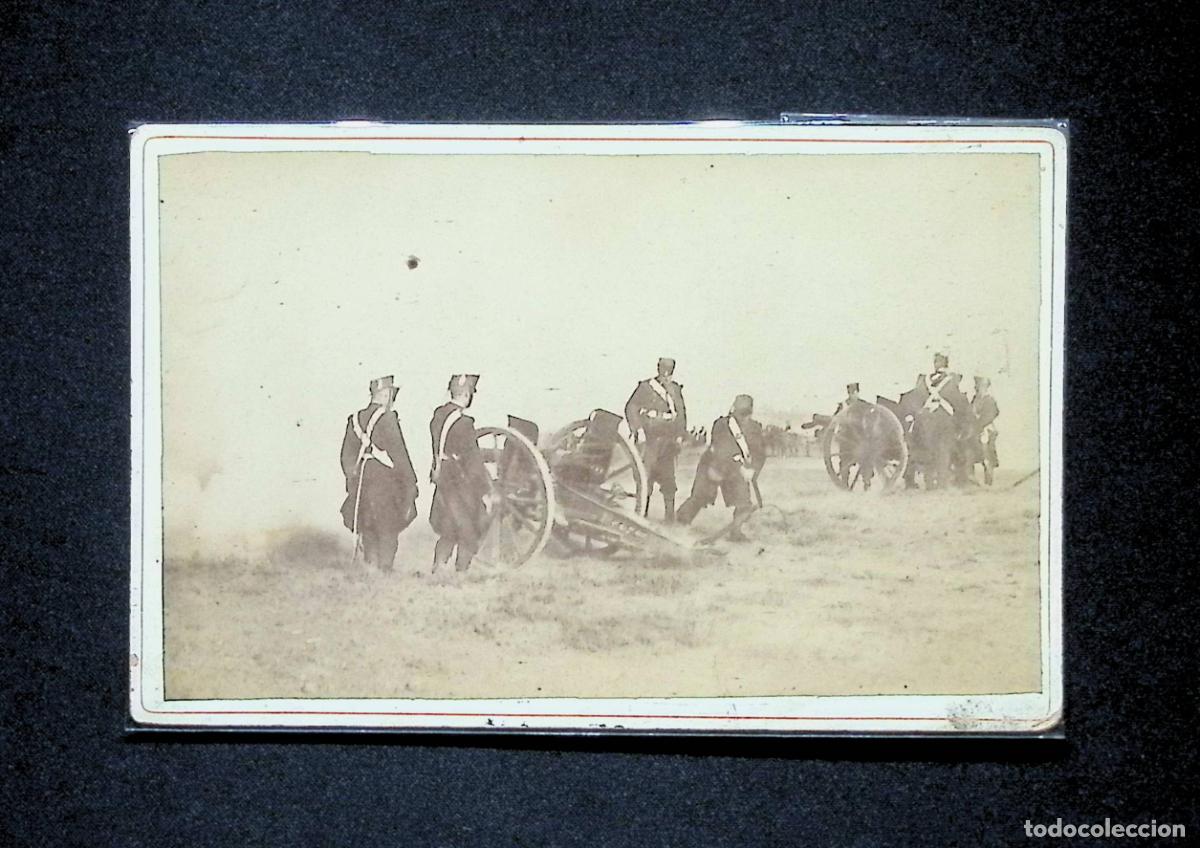 Militaria: ALB&Uacute;MINA SOBRE CART&Oacute;N. SOLDADOS-ARTILLER&Iacute;A-CA&Ntilde;ONES. FINALES S. XIX.