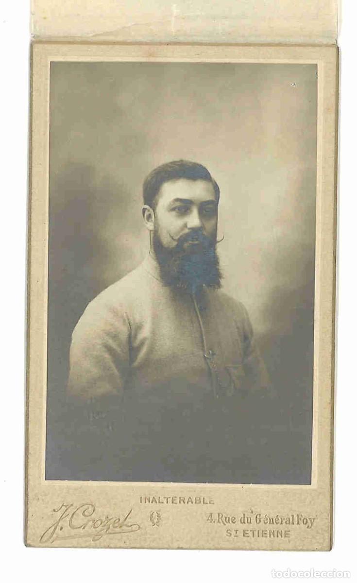 Militaria: Antigua carta de visita de militar franc&eacute;s. St. Etienne.
