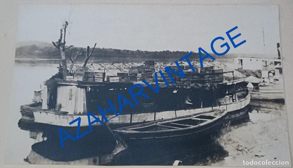 Militaria: ANTIGUA FOTOGRAFIA, BARCAZA EN EL RIO AMAZONAS, 13X8 CMS
