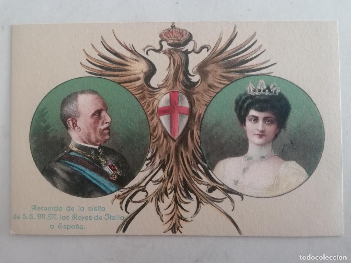 Militaria: POSTAL RECUERDO DE LA VISITA DE S.S.M.M. LOS REYES DE ITALIA A ESPA&Ntilde;A, MEDIDAS 14 X 9 CM