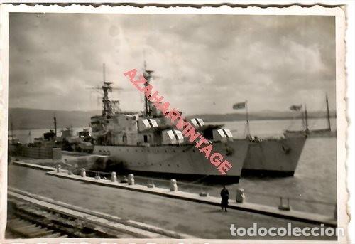 Military Antiques: ANTIGUA FOTOGRAFIA DESTRUCTORES INGLESES EN LA COSTA DE CADIZ, 86X58MM