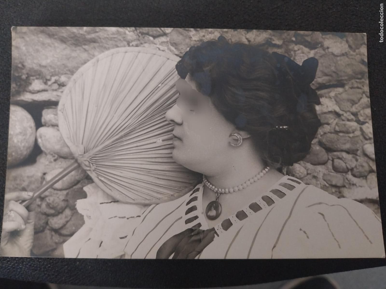 Military Antiques: DAMA PAI PAI COLLAR MODERNISTA FOTO DORSO POSTAL 1920 APROX RECOGIDO LAZO