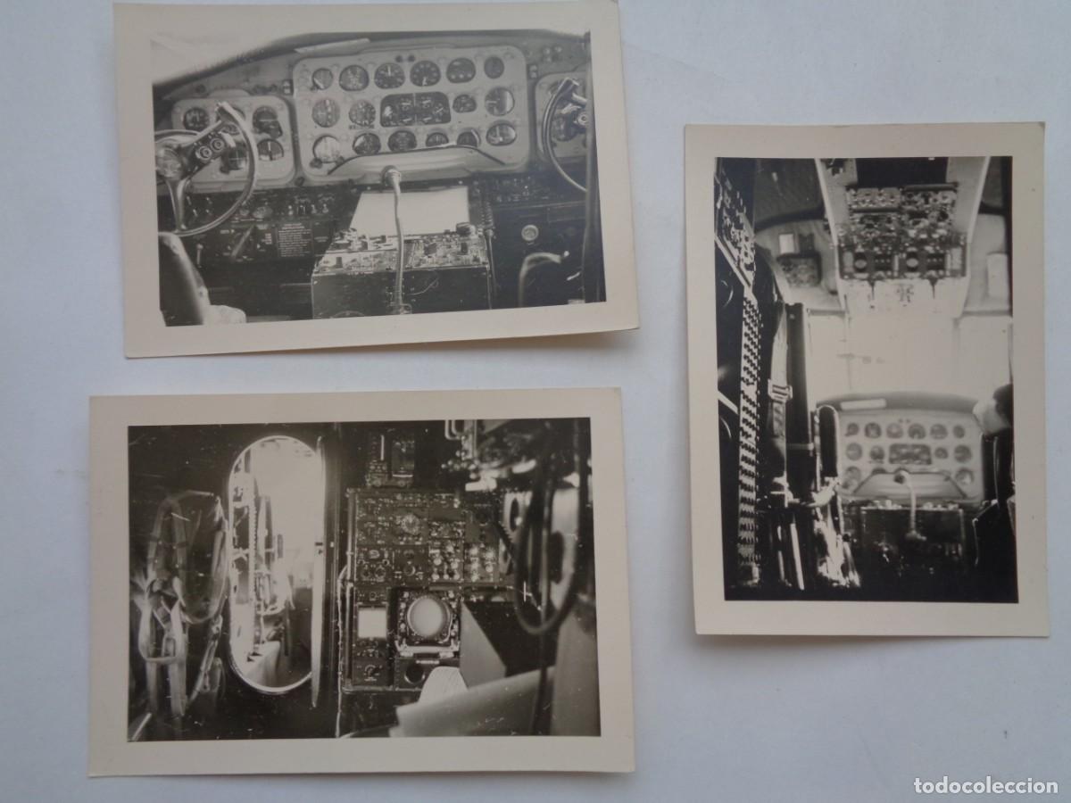 Militaria: AVIACION : LOTE DE 3 FOTOS DEL INTERIOR DE UN AVION MILITAR, MANDOS , ETC
