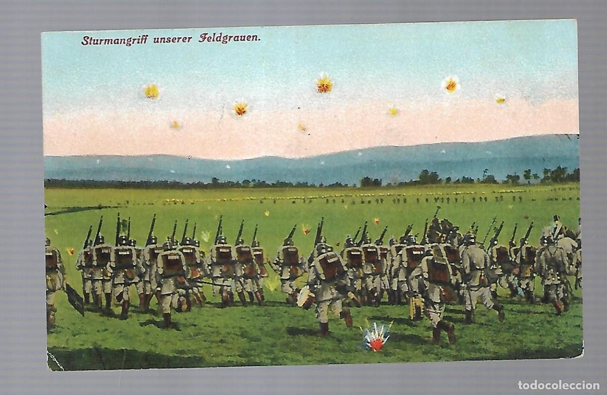 Military Antiques: M33- ANTIGUA FOTOGRAFIA- DEL EJERCITO ALEMAN AVANZANDO FOTO - CIRCULADA EL 8 - 3- 1.916