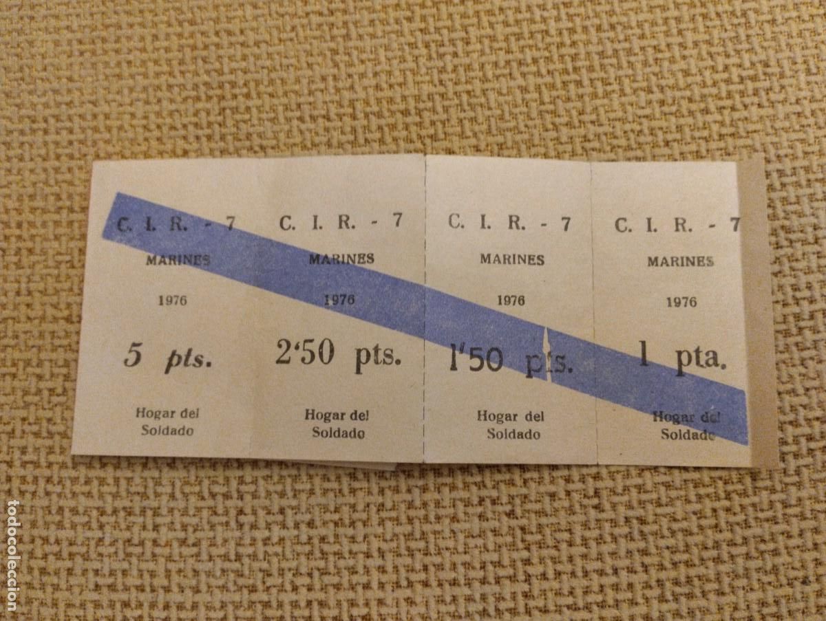 Militaria: Lote vales antiguos Marines Hogar del Soldado