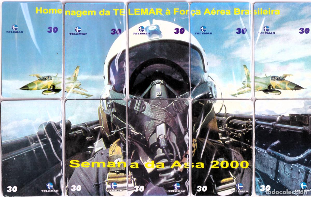 Militaria: Piloto de la Fuerza A&eacute;rea Brasileira, Puzzle 6 tarjetas telef&oacute;nicas magn&eacute;ticas de BRASIL- CLC