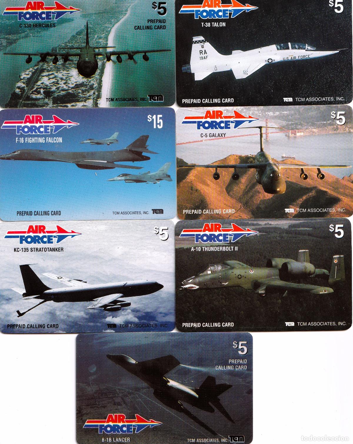 Militaria: 5 Tarjetas telef&oacute;nicas USA 1995, TCM, serie Aviones de caza, 2000 tirada - CLC