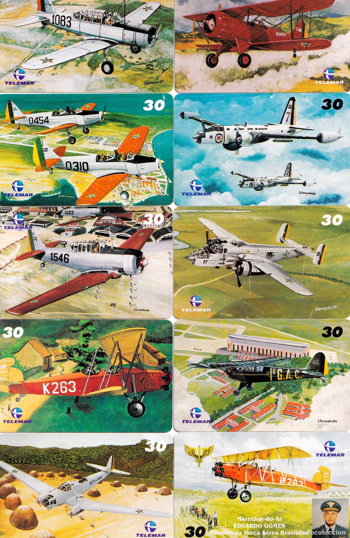 Militaria: 10 Tarjetas telef&oacute;nicas BRASIL 2001, serie completa Aeronaves do Museu Aeroespacial Aviones - CLC