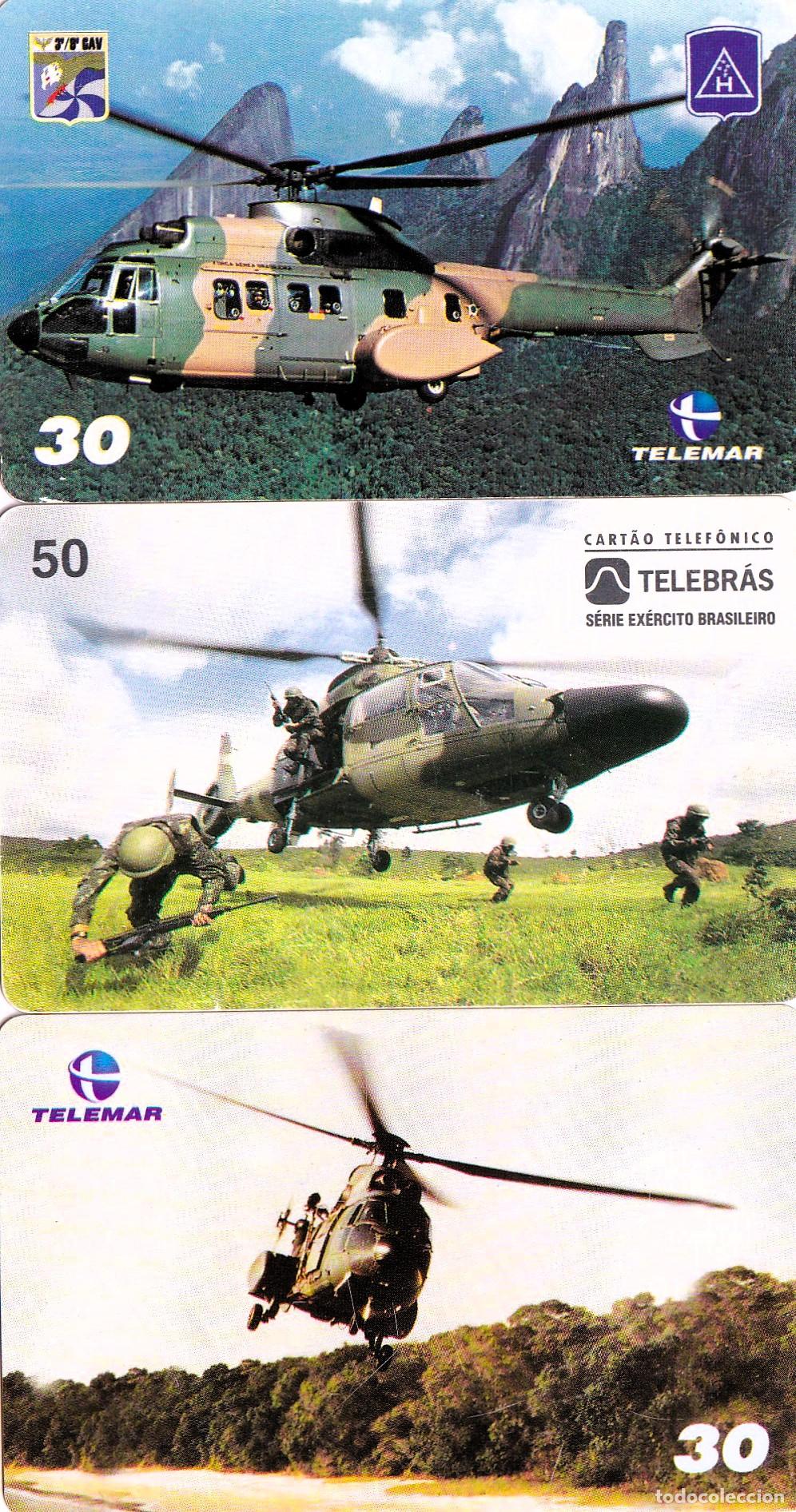 Militaria: 3 Tarjetas telef&oacute;nicas BRASIL helic&oacute;pteros militares- CLC