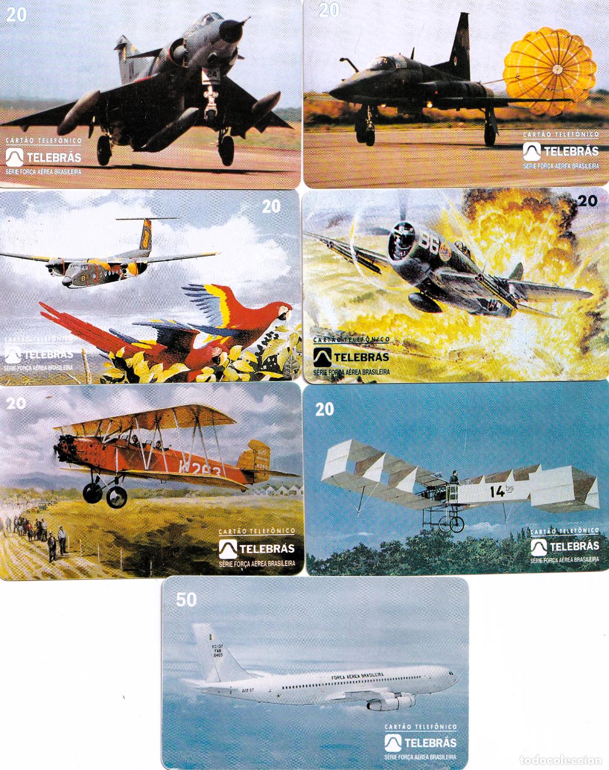 Militaria: 7 Tarjetas telef&oacute;nicas BRASIL serie completa Forza A&egrave;rea Brasileira aviones - CLC