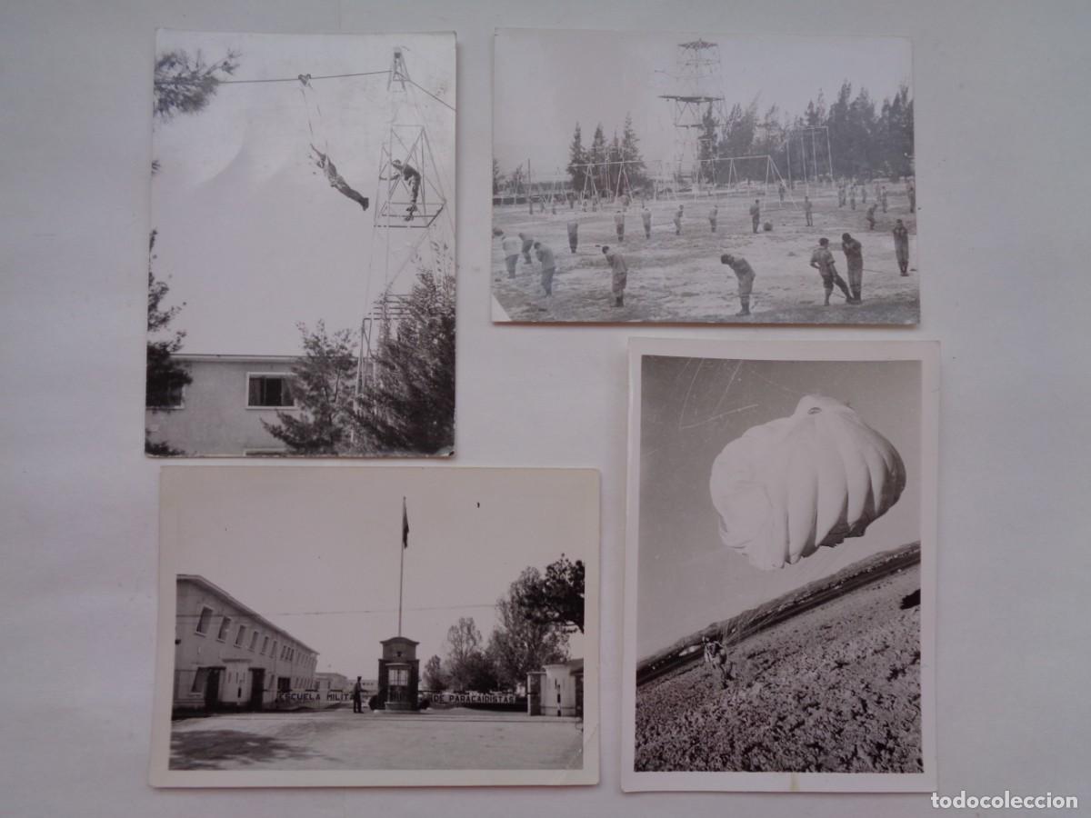 Militaria: ESCUELA MILITAR DE PARACAIDISTAS : LOTE DE 4 FOTOS , ENTRENAMIENTOS, PARACAIDAS, ETC