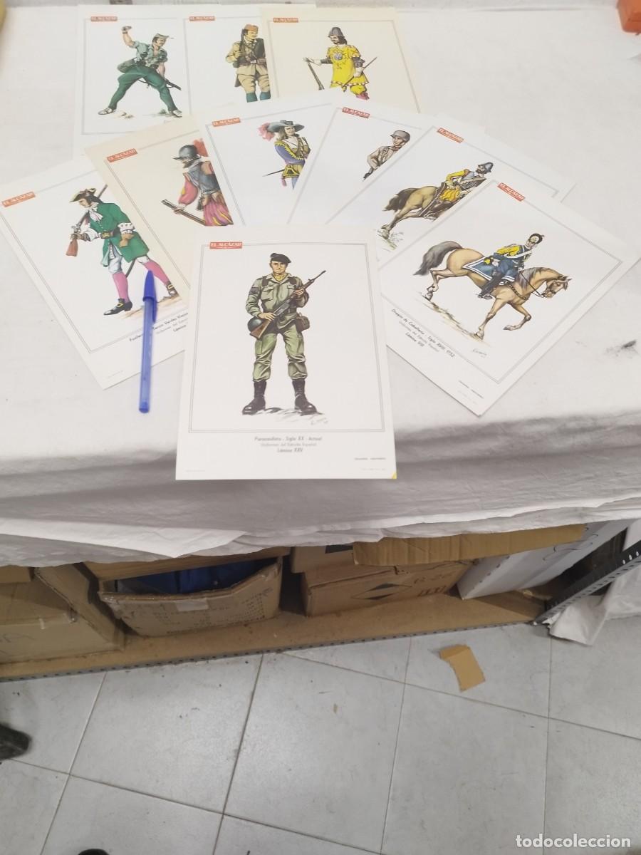 Militaria: Lote de 10 antiguas laminas militares, uniformes ejercito espa&ntilde;ol. El Alc&aacute;zar