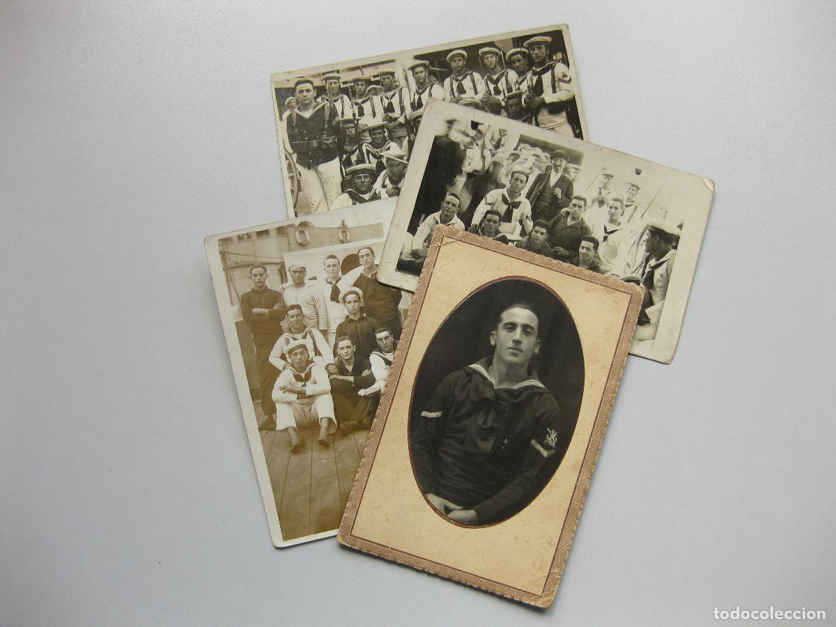 Military Antiques: LOTE DE 4 FOTOGRAF&Iacute;AS DE MARINOS DEL ACORAZADO REINA VICTORIA EUGENIA. TAMA&Ntilde;O POSTAL