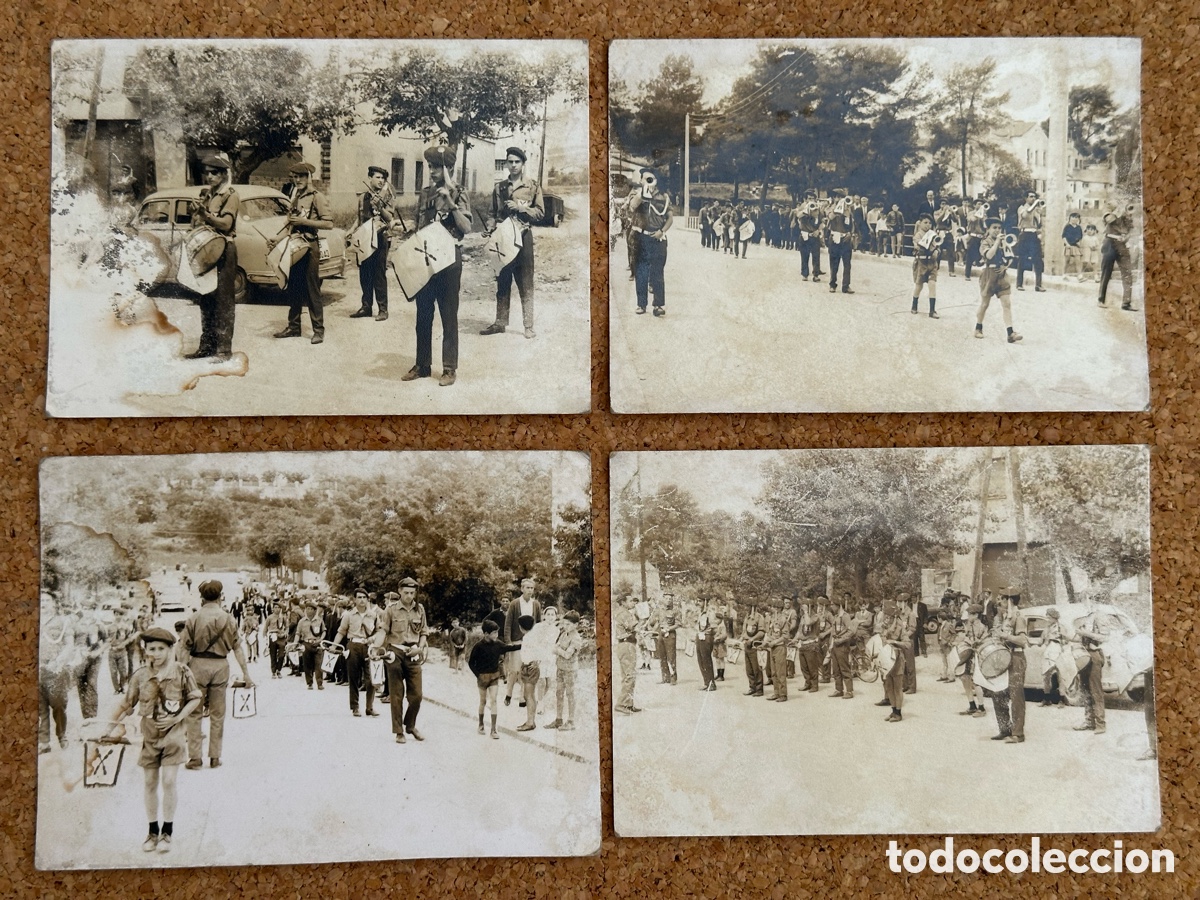 Militaria: 4 FOTOGRAFIAS TAMA&Ntilde;O POSTAL BANDA MUSICA REQUETES CARLISTAS