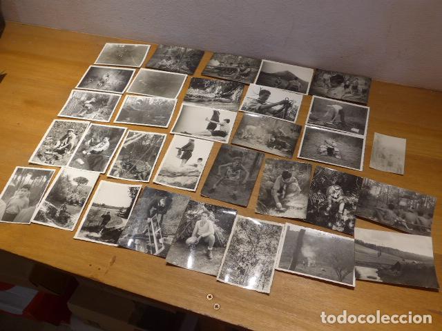 Militaria: Lote de 33 antiguas fotografias originales de Boy scouts de Catalunya de a&ntilde;os 50