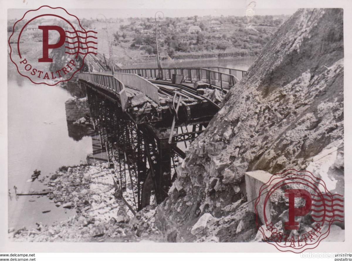 Militaria: VON SOWJETRUSSEN GESPRENGT EISENBAHNBRUCKE FOTO DE PRESSE WW2 WWII WORLD WAR 2 WELTKRIEG aleman deut