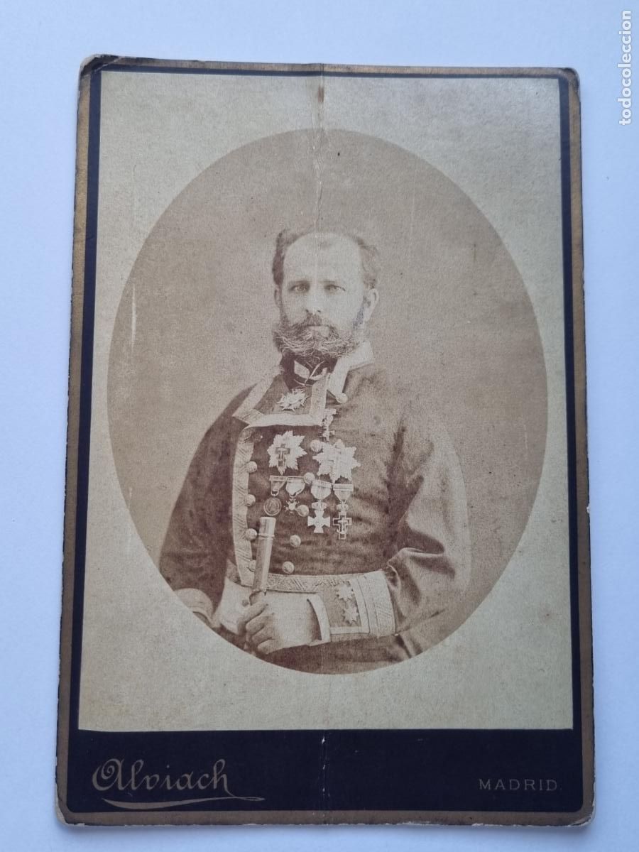 Militaria: LUIS CADARSO NOIA CONDECORACIONES Y BASTON FOTO ALVIACH MADRID 1884